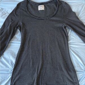 Vintage Black Old Navy Navy and White Striped Long Sleeve
